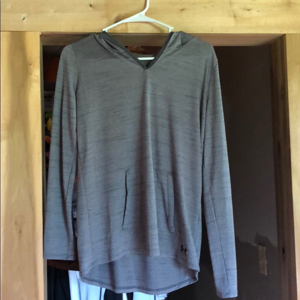 gray light weight under armour hoodie